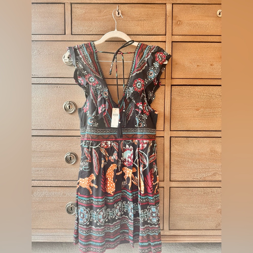 Anthropologie Black and Red Patterned Dress